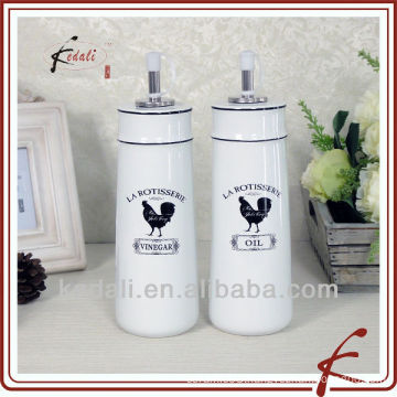 ceramic olive oil and vinegar bottle set with rooster design